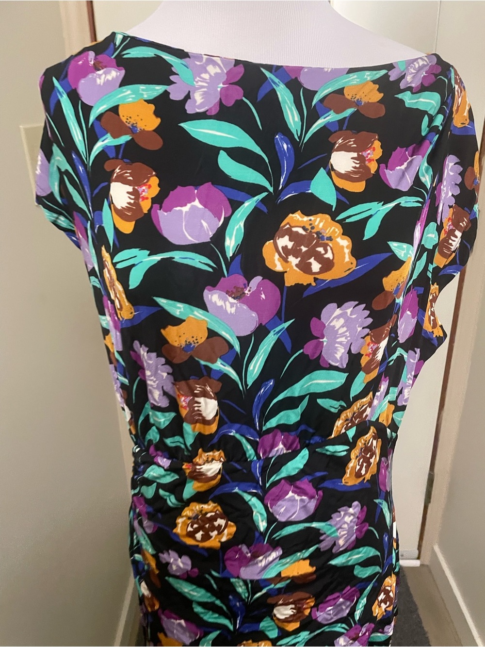 Etro Black Maxi Dress with Purple, Teal & Gold Floral Print - Picture 2 of 11